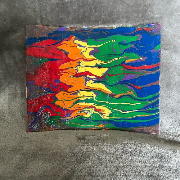 Rainbow paint pour in honor of PRIDE - 8” x 10” canvas board - Picture 2 of 6